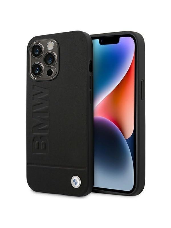BMW Etui BMW do iPhone 14 Pro 6,1" czarny/black Leather Stamp