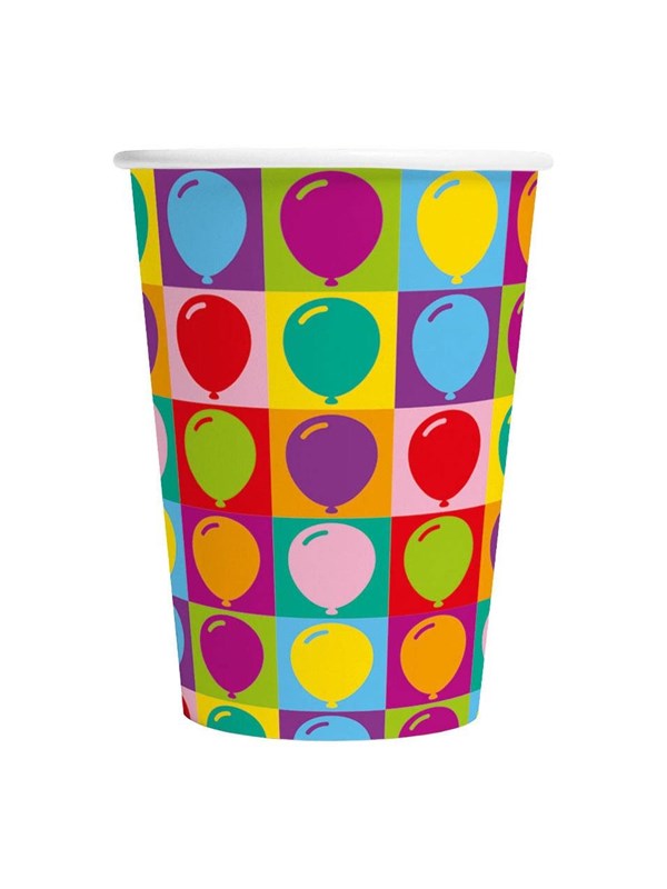 Globos Paper Cups 210ml Pop Party - 8 pcs.