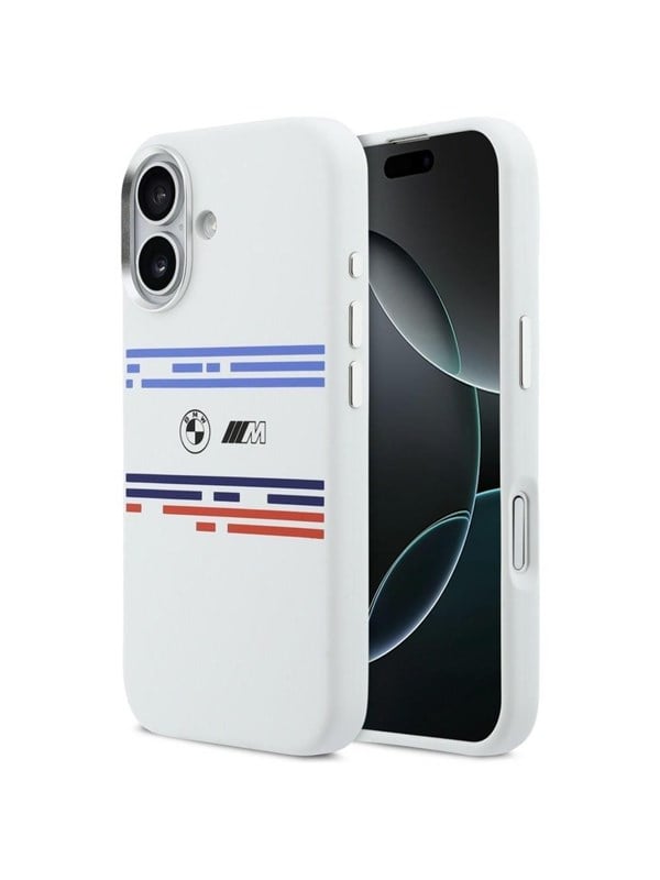 BMW M Silicon Horizontal Line MagSafe Case for iPhone 17 - White