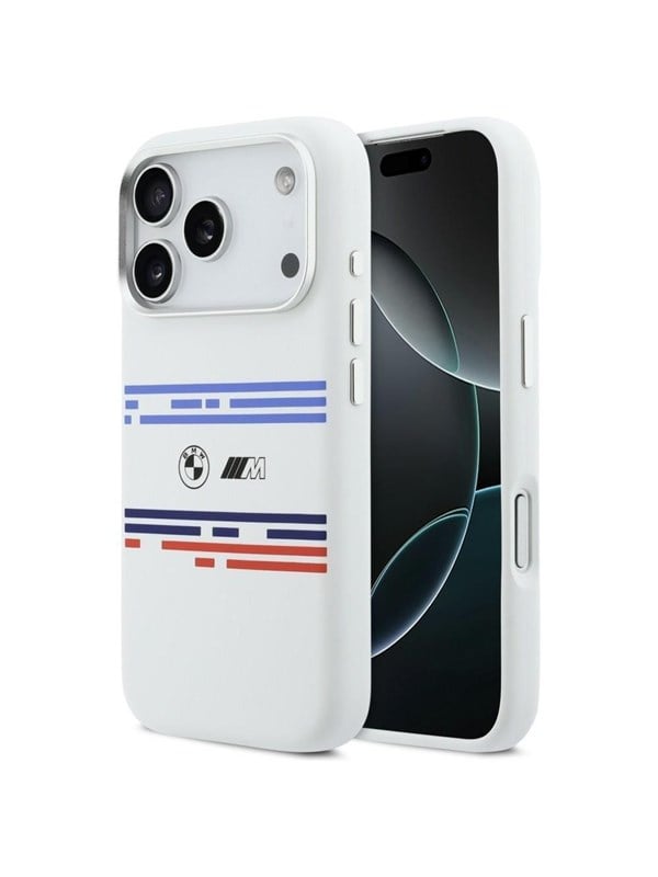 BMW M Silicon Horizontal Line MagSafe Case for iPhone 17 Pro - White