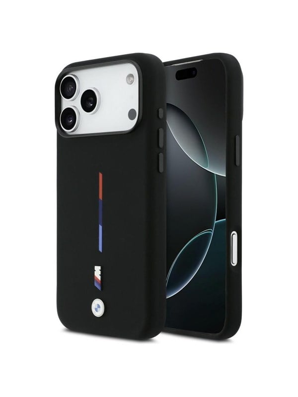 BMW M Silicon Tricolor Line MagSafe Case for iPhone 17 Pro Max - Black