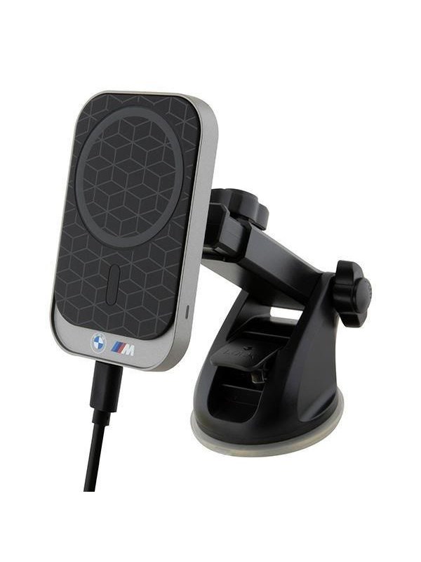 BMW indukcinis laikiklis BMMWCCMPGPK 15W prietaisų skydeliui / priekiniam stiklui / ventiliacijos angai juodos spalvos MagSafe M Edition