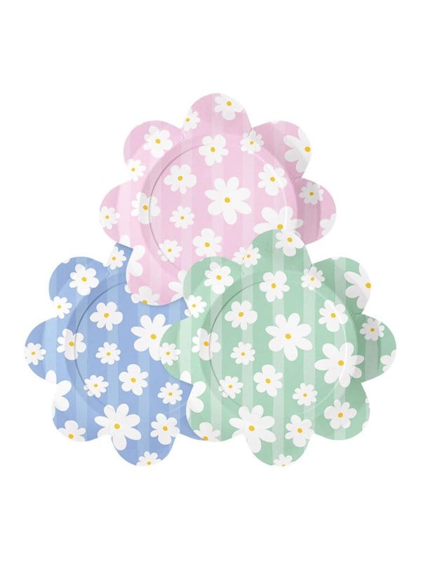 Globos Paper Plates 23cm Daisies - 8 pcs.