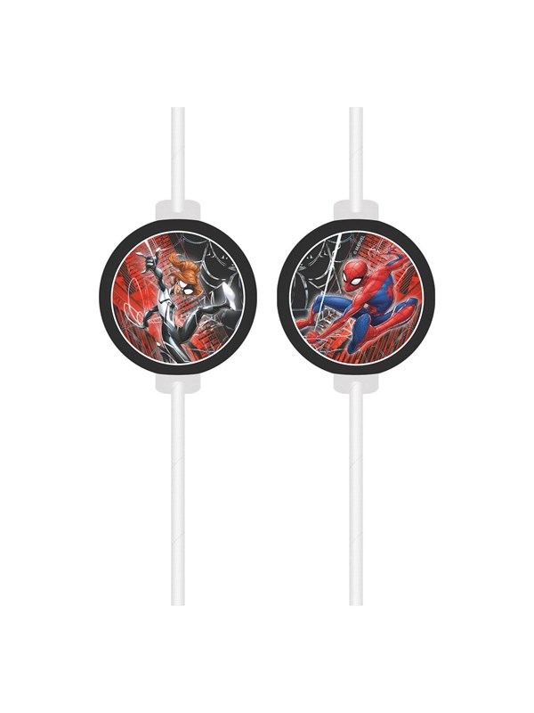 Globos Paper Straws Spiderman World of Web - 4 pcs.