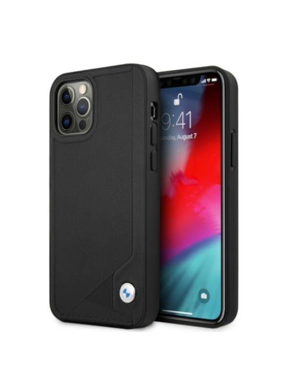 BMW Etui BMW BMHCP12MRCDPK iPhone 12/12 Pro 6,1" czarny/black hardcase Leather Deboss