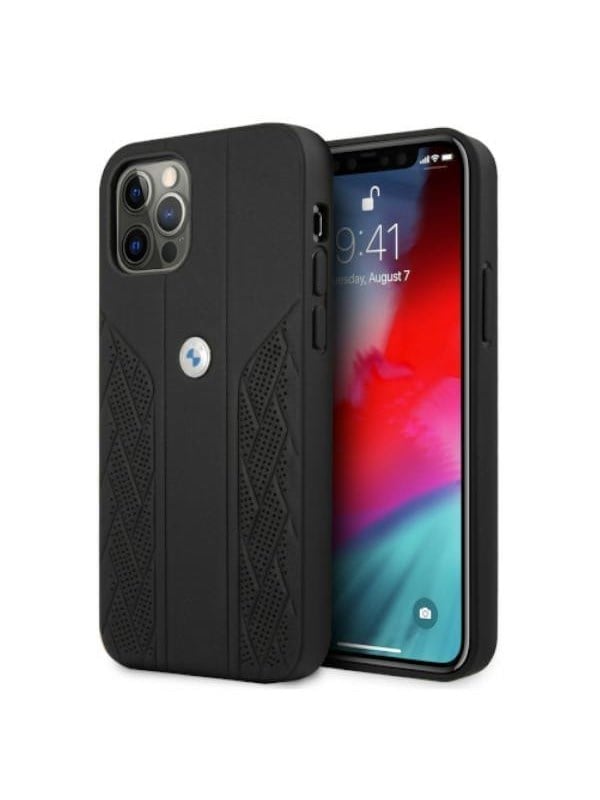 BMW Etui BMW BMHCP12MRSPPK iPhone 12/12 Pro 6,1" czarny/black hardcase Leather Curve Perforate
