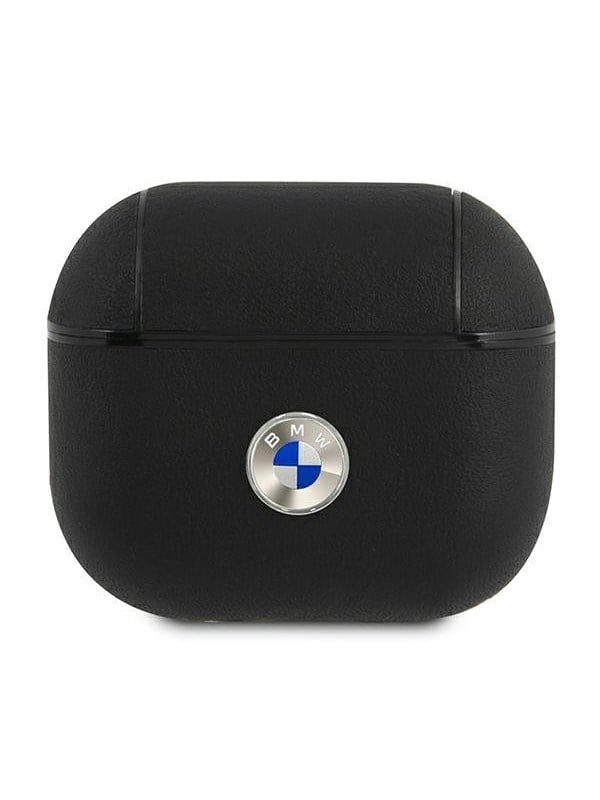 BMW Etui BMW BMA3SSLBK Apple AirPods 3 cover czarny/black Geniune Leather Silver Logo