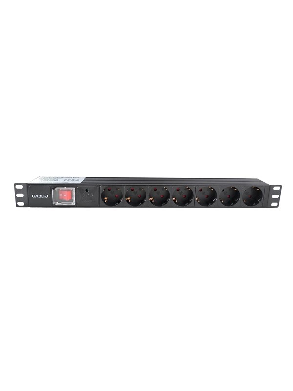 Cablio 1U Aluminum PDU | 7x Outlets | Surge Protection | 16A