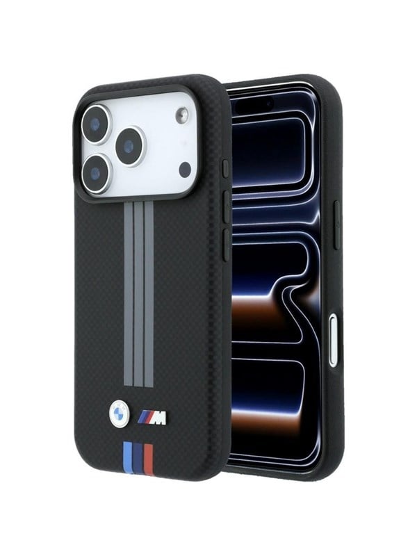 BMW M Quadrille Kevlar Anthracite & Tricolor Print Lines MagSafe Case for iPhone 17 Pro / 18 Pro - Black