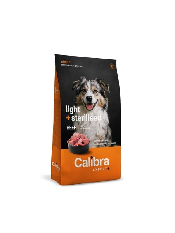 Calibra Dog EXPERT+ Adult Light & Steriliseret Oksekød 12 kg.