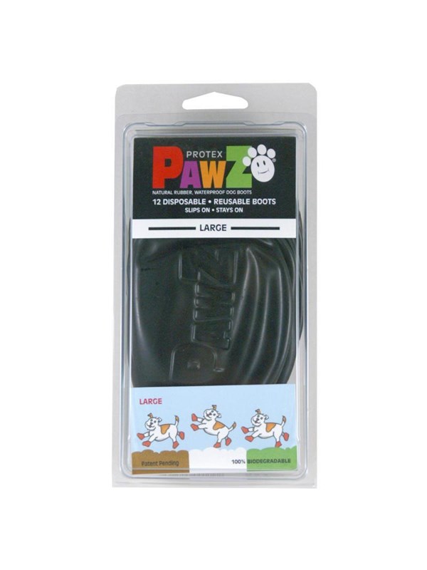 Buster Pawz - Dog shoe L 10.2cm black 12 pcs - (278097)