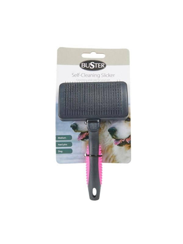 KRUUSE BUSTER Self-Cleaning Slicker Brush - Hard Pins, Medium