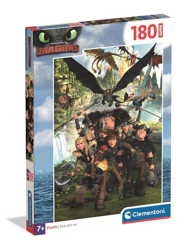 Clementoni Puslespil - Sådan Træner Du Din Drage - Super - 180 Brikker