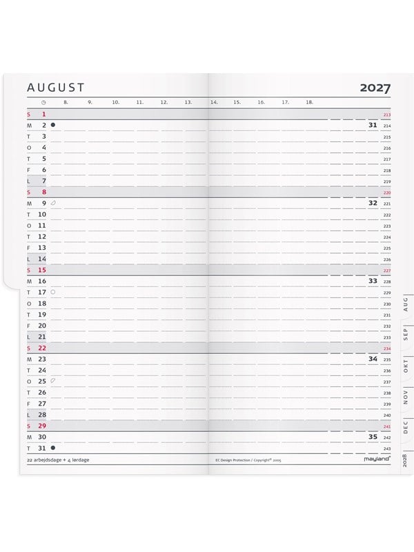 Mayland Index Planner månedskalender REFILL + tlf.reg. 2027