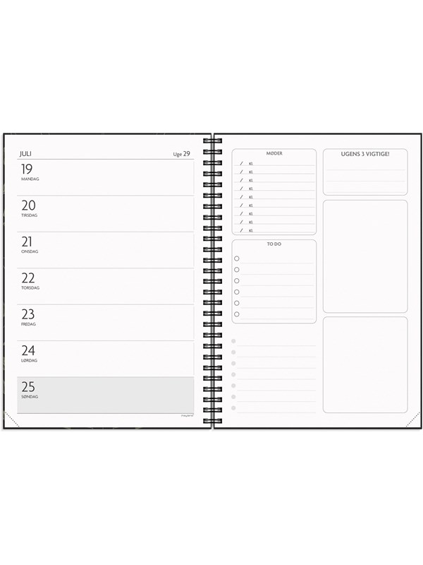Ugekalender, Mayland, 160x215mm år: 2027, sort
