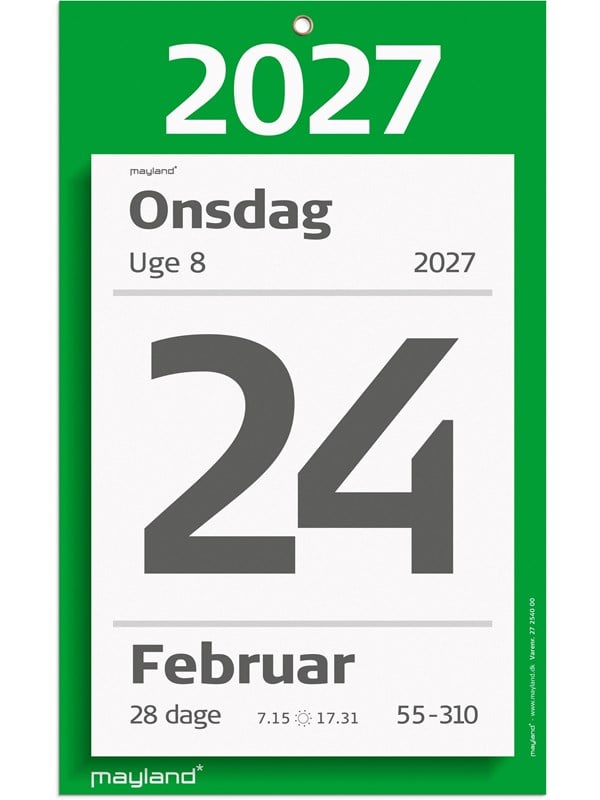 Vægkalender, Mayland Tear-off, 193x316mm år: 2027, Flerfarvet,
