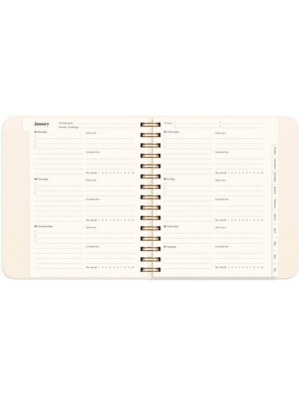 Kalender 2027 life planner delicate flowers Mayland engelsk