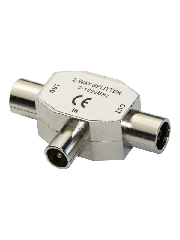 DELTACO - Splitter for radio - 2-way, fully shielded - sølv