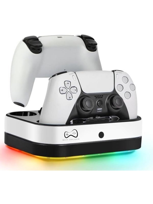 Deep Explorer Dobbelt opladningsstation med LED RGB til DualSense og PlayStation Portal - Oplader - Sony PlayStation 5