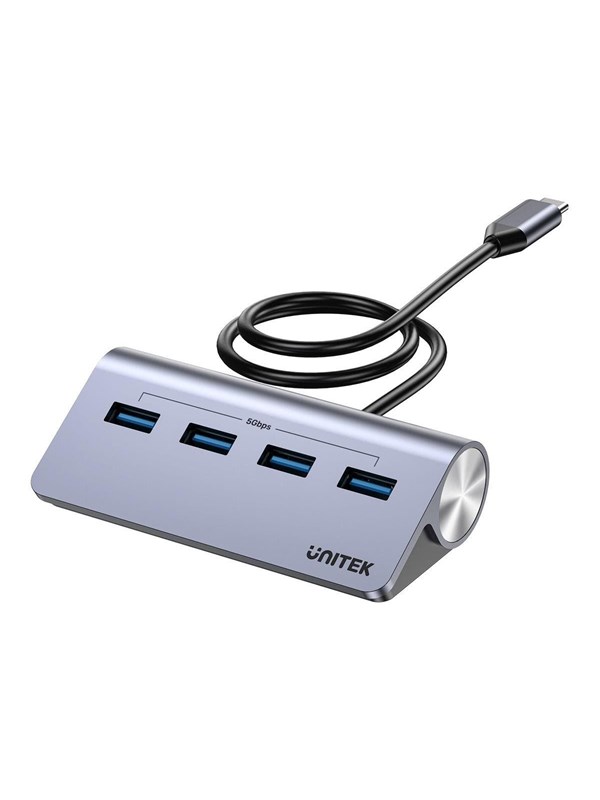 Unitek uHUB Q4 H1337B - hub - 4-in-1 USB -C with USB-A - 4 ports USB hub - USB 3.2 - 4 ports - Grå