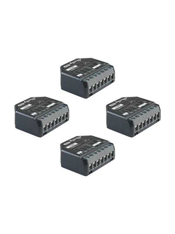 Shelly 2PM Gen4 4-pack - WiFI & Zigbee relæ/jalousi, 2 kanaler med effektmåling (24VDC/230VAC)