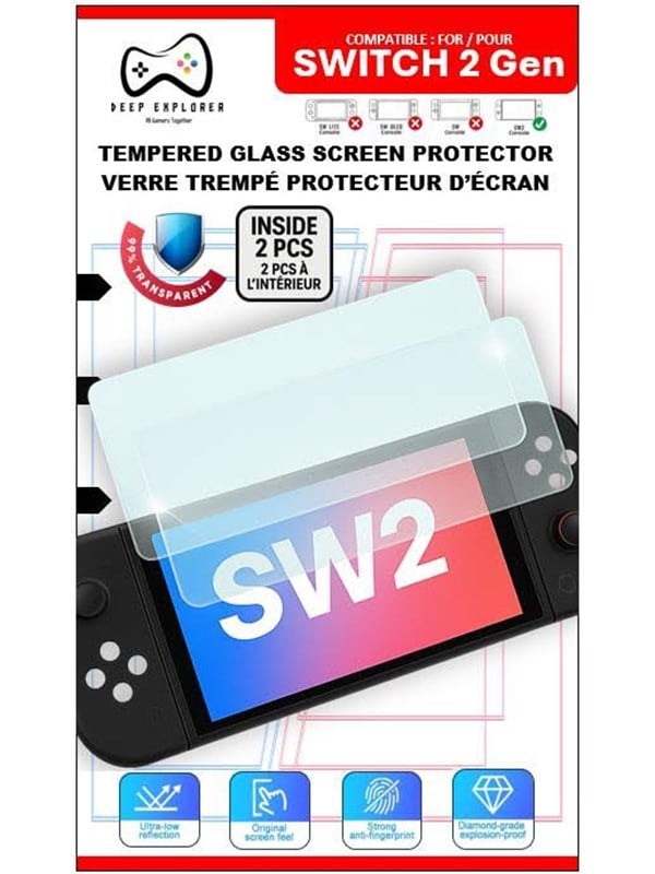 Deep Explorer Tempered Glass Screen Protector - Skærmbeskytter - Nintendo Switch 2