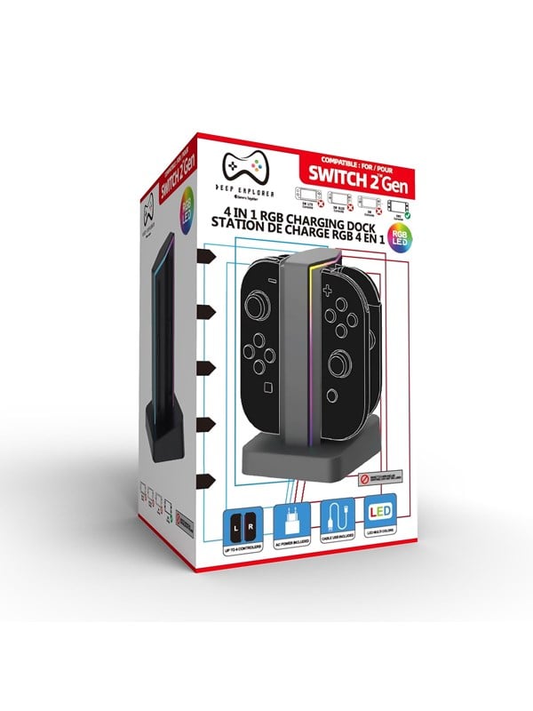Deep Explorer 4-i-1 Joy-Con 2 opladningsstation - Oplader - Nintendo Switch 2