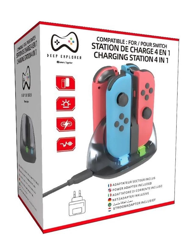 Deep Explorer 4-in-1 Joy-Con Charging Station - Oplader - Nintendo Switch