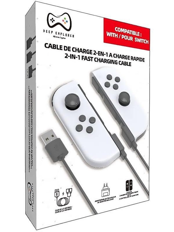 Deep Explorer 2-in-1 Joy-Con Fast Charging Cable - Oplader - Nintendo Switch