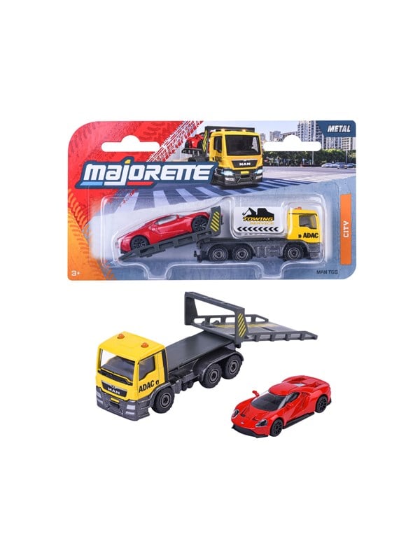 Majorette ADAC bugseringsbil gul m. Ford GT rød