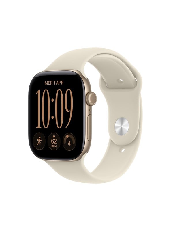 Apple Watch Series 12 GPS + Cellular 46mm Light Gold Aluminium Case with Sand Sport Band - M/L