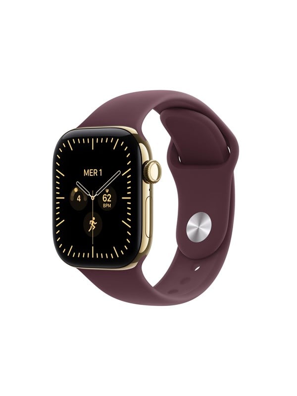 Apple Watch Series 12 GPS + Cellular 42mm Radiant Gold Titanium Case with Burgundy Sport Band - M/L