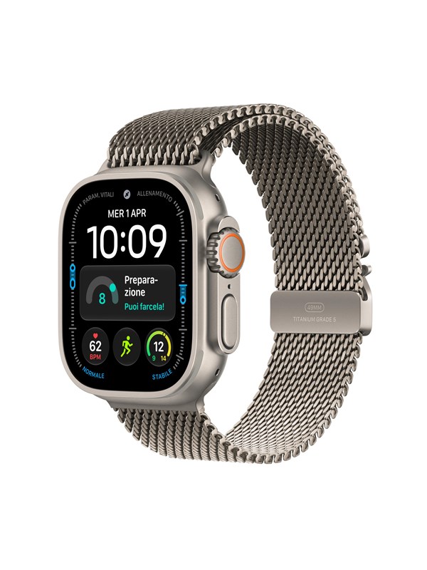 Apple Watch Ultra 4 GPS + Cellular 49mm Natural Titanium Case with Natural Titanium Milanese Loop - M