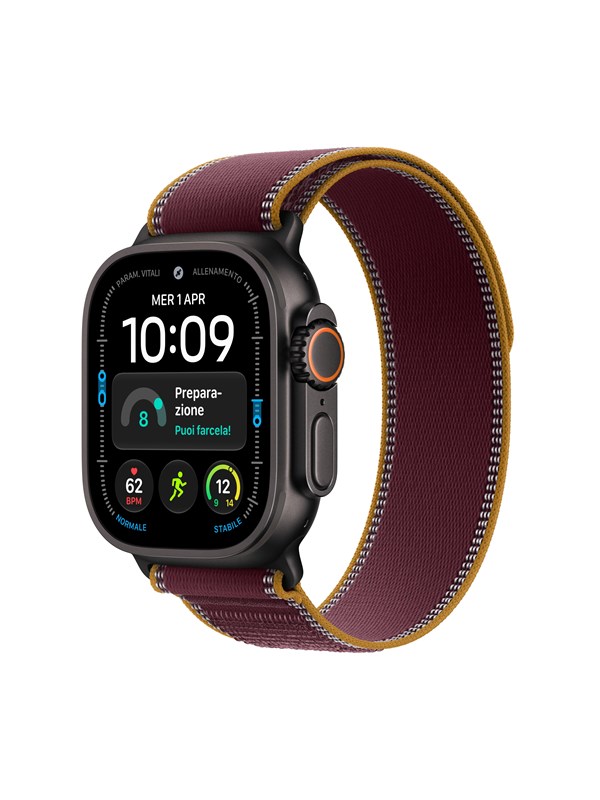 Apple Watch Ultra 4 GPS + Cellular 49mm Black Titanium Case with Burgundy Trail Loop - M/L