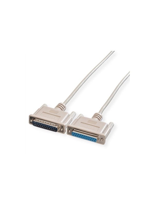 Serielt RS232-kabel ROLINE DB25 til DB25 - han/hun, grå