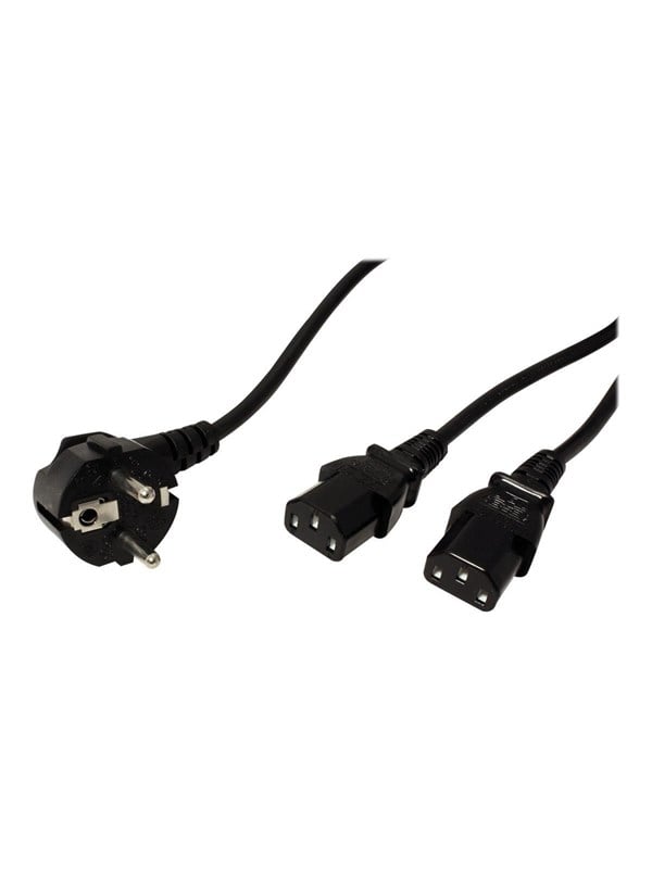 Strømkabel ROLINE 19.08.1022 Y-powerkabel CEE7/7 til 2 x C13 - sort