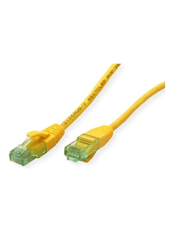 Patchkabel ROLINE Recycled Material Cat.6A U/UTP RJ-45 15 m - gul
