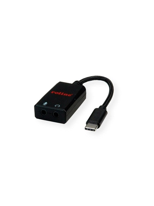 Lydadapter ROLINE USB-C til 2 x 3,5 mm - sort