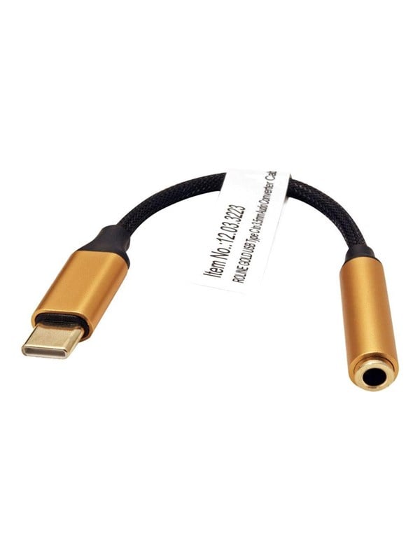 Lydadapter ROLINE GOLD USB-C til 3,5 mm - sort/guld, 0,13 m