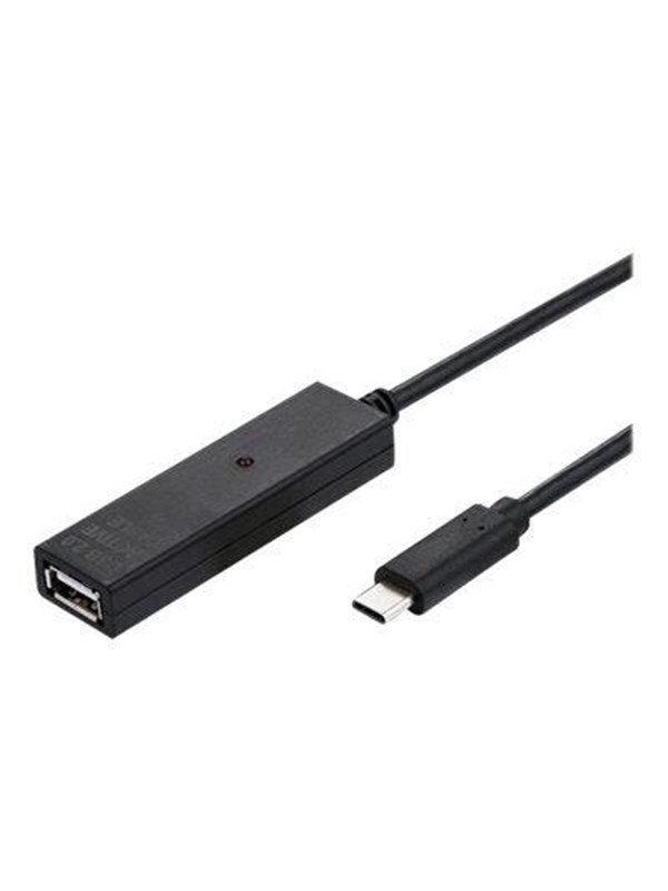 Aktivt USB 2.0-forlængerkabel VALUE USB A hun til USB-C han - 20 m, sort