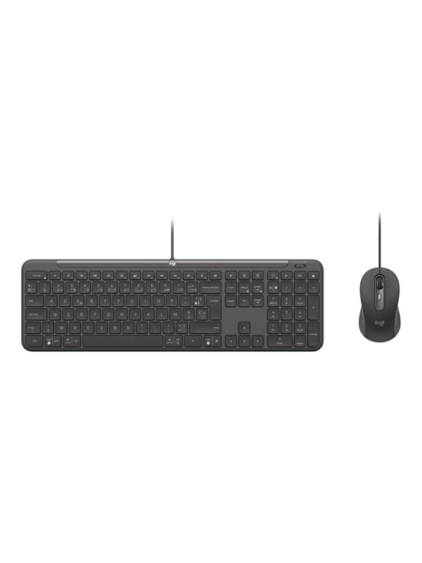 Logitech Signature Slim Wired Combo MK620 for Business - Tastatur & Mus sæt - Fransk - Grå