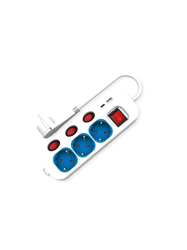 Roline - power strip - 3-way individual on/off switches - 3600 Watt