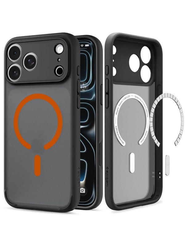 Spigen Ultra Hybrid MagSafe - frost black orange - iPhone 18 Pro/17 Pro