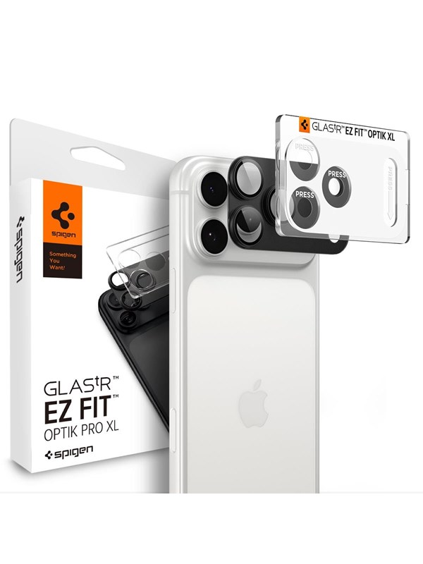 Spigen Optik Pro XL EZ Fit, Apple, iPhone 18 Pro Max, Ridseresistent, Støvresistent, Sort, 1 stk