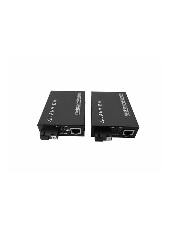 Lanview Par 10/100/1000Base-T RJ45 til 1000Base-X SC unmanaged mediekonverter 20 km