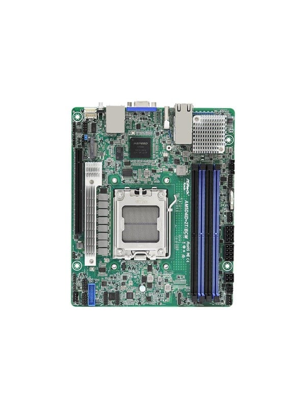 ASRock Rack AM5D4ID-2T/BCM - motherboard - deep mini-ITX - Socket AM5 - Bundkort - AMD X300 - AMD AM5 - DDR5 RAM - Deep mini-ITX
