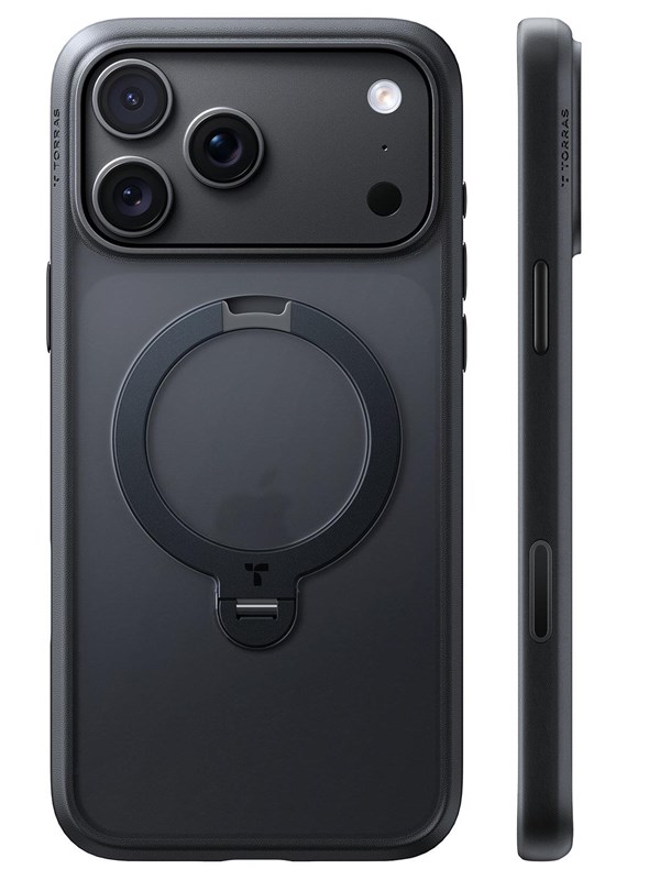 TORRAS Ostand Q3 Spin Cover iPhone 17 Pro / 18 Pro, Sort