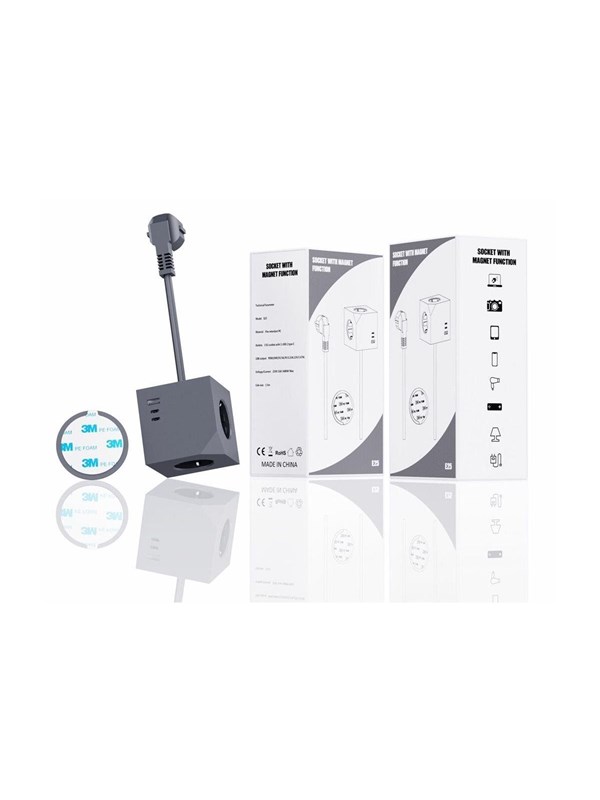 MicroConnect - power strip - 3-way with magnetic function