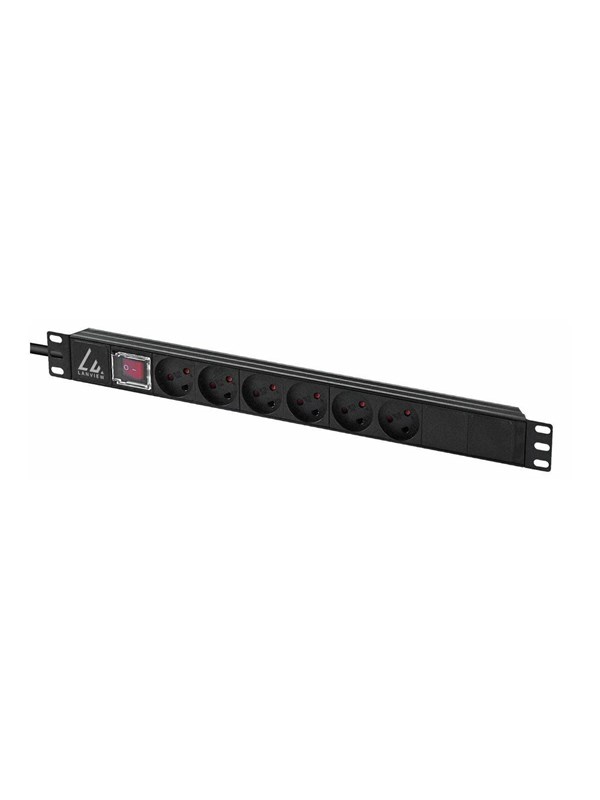 Lanview 19"/1unit Rack strømskinne 6xDK udtag med afbryder