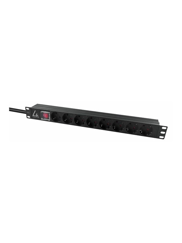 Lanview - Strømfordelingsenhed (rackversion) - 10A - AC 230 V - 1-faset - input: IEC 60320 C14 - output-stikforbindelser: 8 (Type E) - 1U - 19 - 2 m ledning - sort